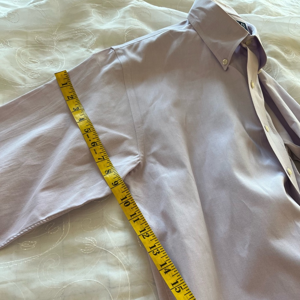 LandsEnd Men’s 15 1/2x33 Lavender Long Sleeve Button Down Dress Shirt - Picture 9 of 12